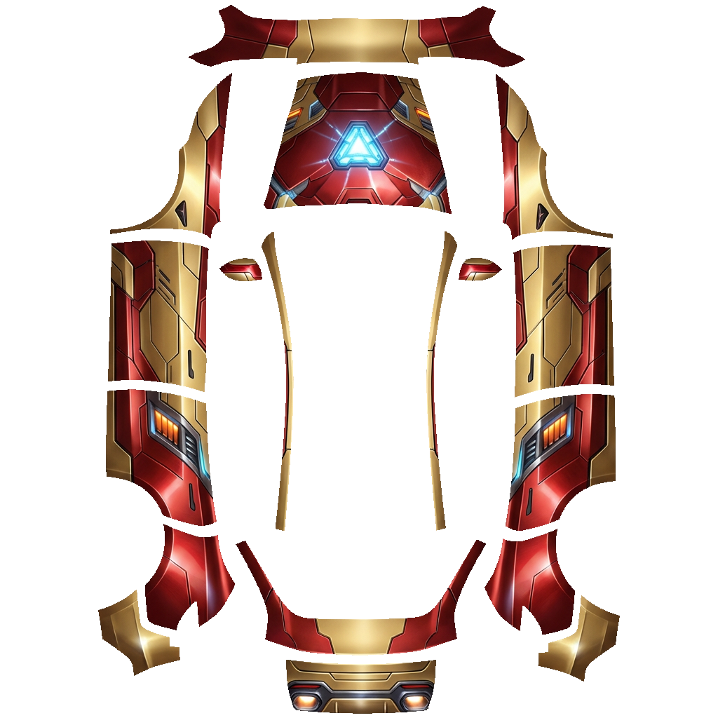 Ironman for Model Y 2025 - flat wrap PNG for Model Y (2025+ Standard) Paint Shop