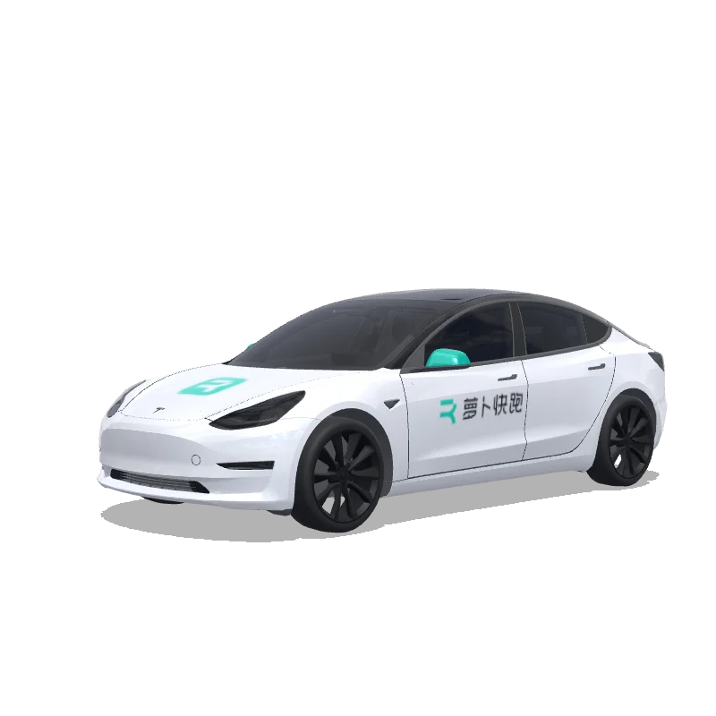 萝卜快跑 theme, the China self driving texi - Tesla Model 3 wrap