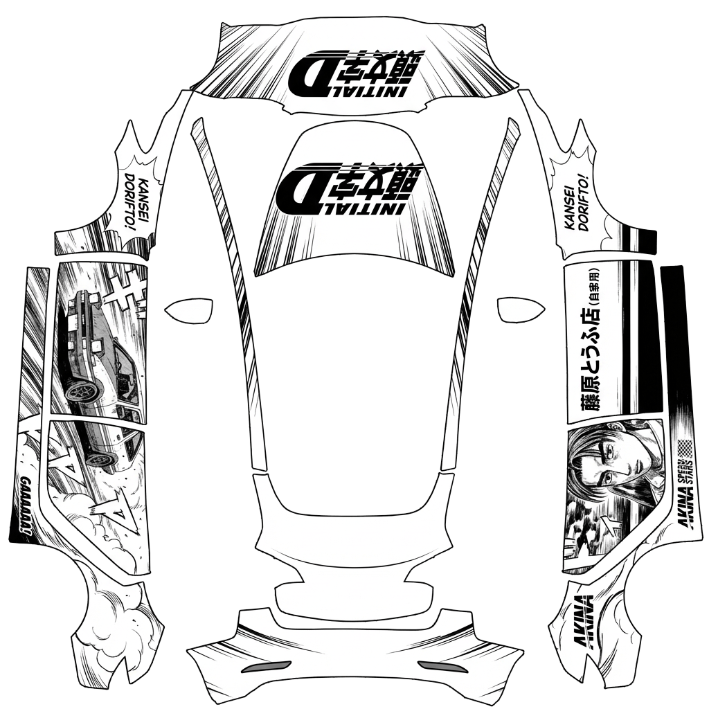 Diseño de vinilo para Model 3 - flat wrap PNG for Model 3 Paint Shop