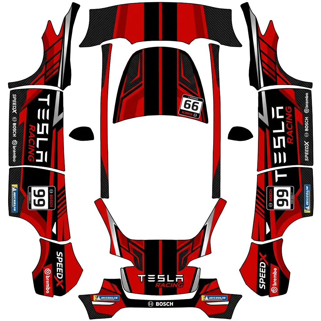 Model Y-folieringsdesign - flat wrap PNG for Model Y Paint Shop