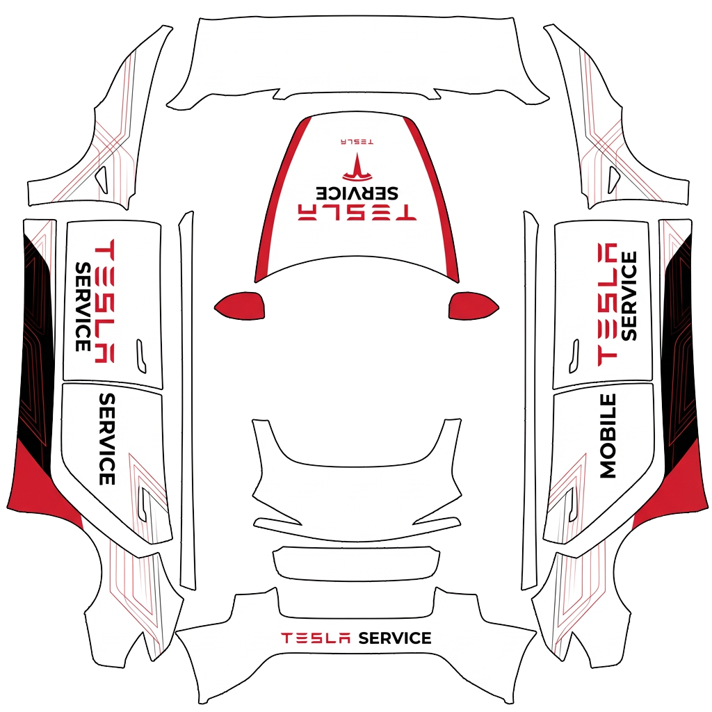 Model 3 Folierungsdesign - flat wrap PNG for Model 3 (2024+ Standard/Premium) Paint Shop
