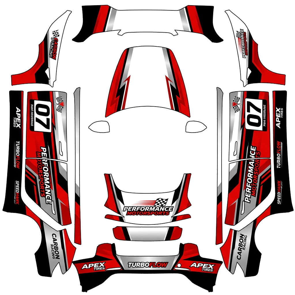 Model 3-folieringsdesign - flat wrap PNG for Model 3 (2024+ Performance) Paint Shop