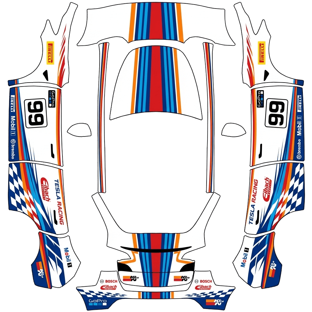 Model Y-folieringsdesign - flat wrap PNG for Model Y Paint Shop