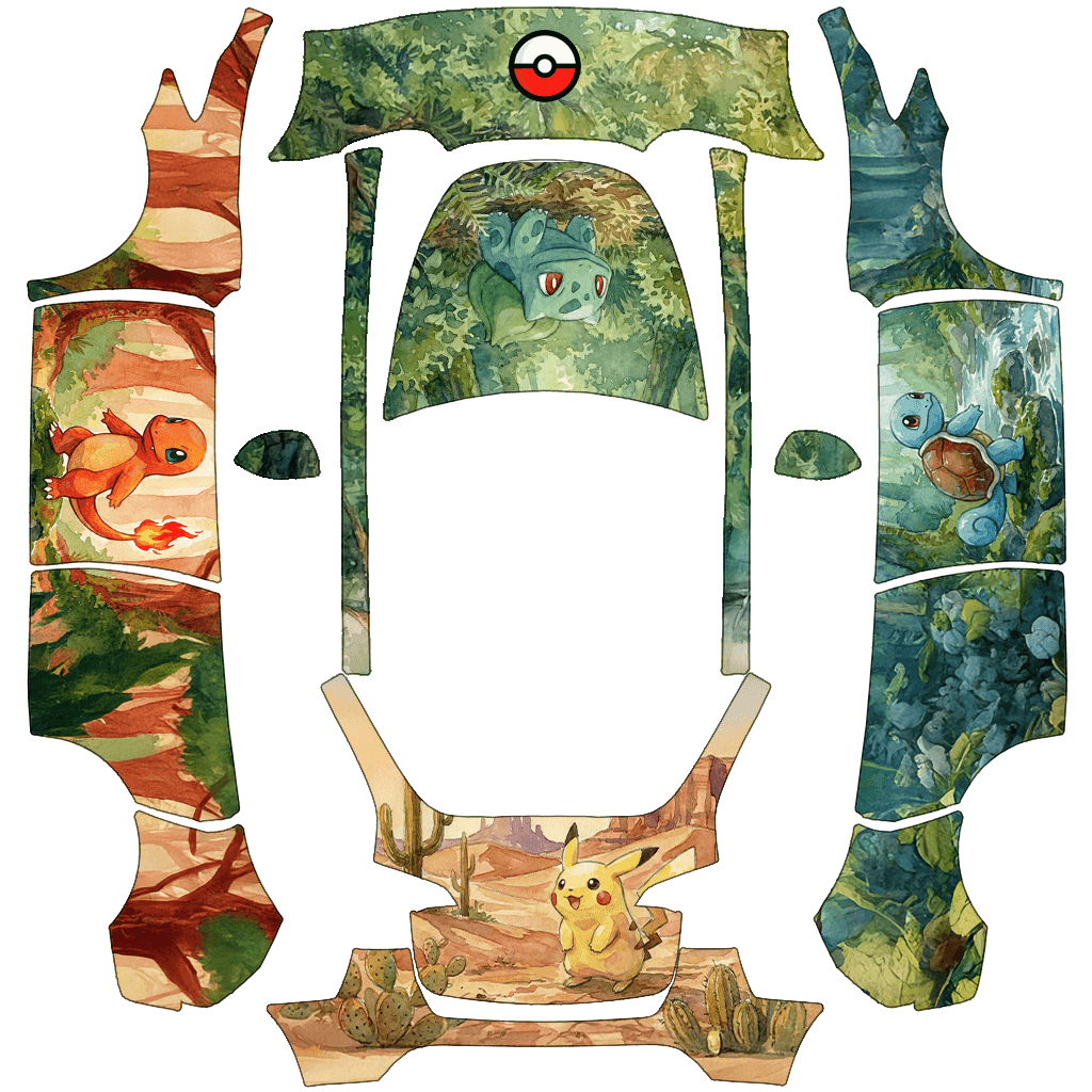 Pokemon - flat wrap PNG for Model Y Paint Shop