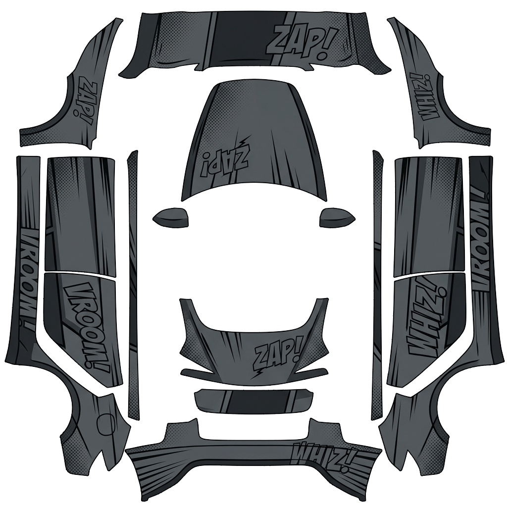 Model 3-folieringsdesign - flat wrap PNG for Model 3 (2024+ Standard/Premium) Paint Shop