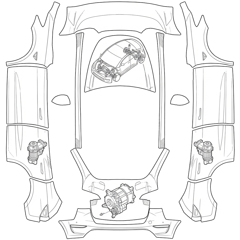 Diseño de vinilo para Model Y - flat wrap PNG for Model Y Paint Shop