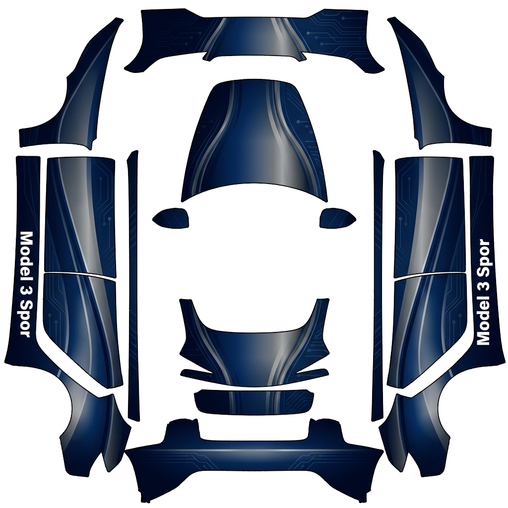 Model 3 Folierungsdesign - flat wrap PNG for Model 3 (2024+ Performance) Paint Shop