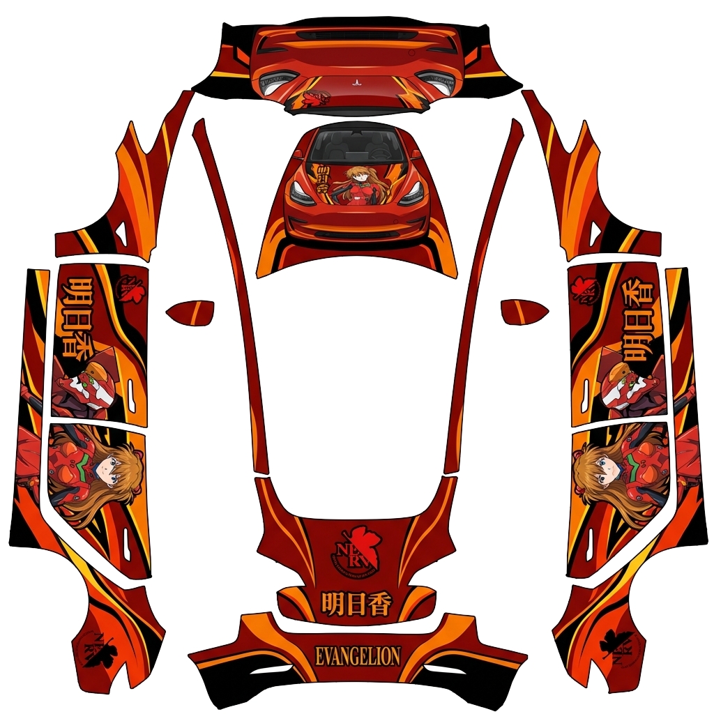Model 3 改色设计 - flat wrap PNG for Model 3 Paint Shop