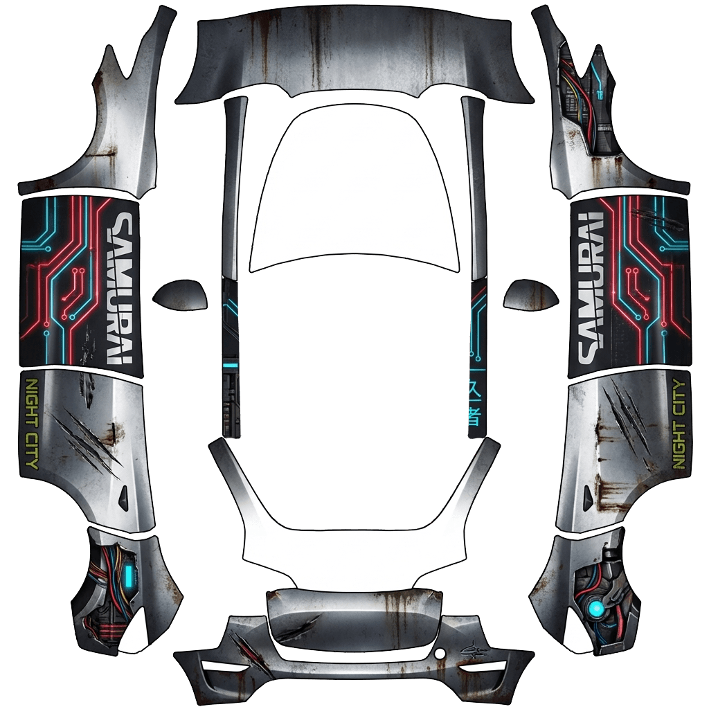 Model Y-folieringsdesign - flat wrap PNG for Model Y Paint Shop