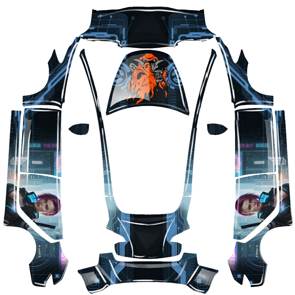 Cyberpunk 2077 Samurai - flat wrap PNG for Model 3 Paint Shop