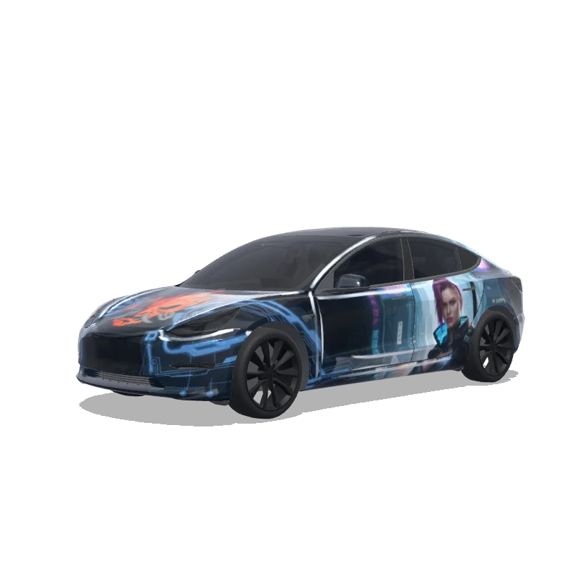 Cyberpunk 2077 Samurai - Tesla Model 3 wrap