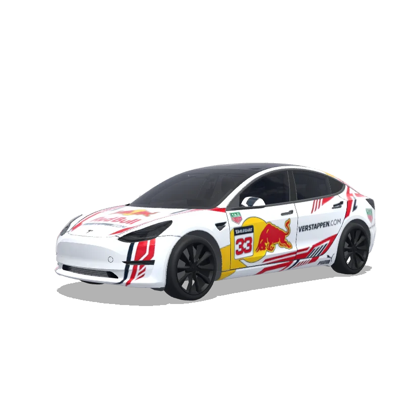 white Red Bull - Tesla Model 3 wrap