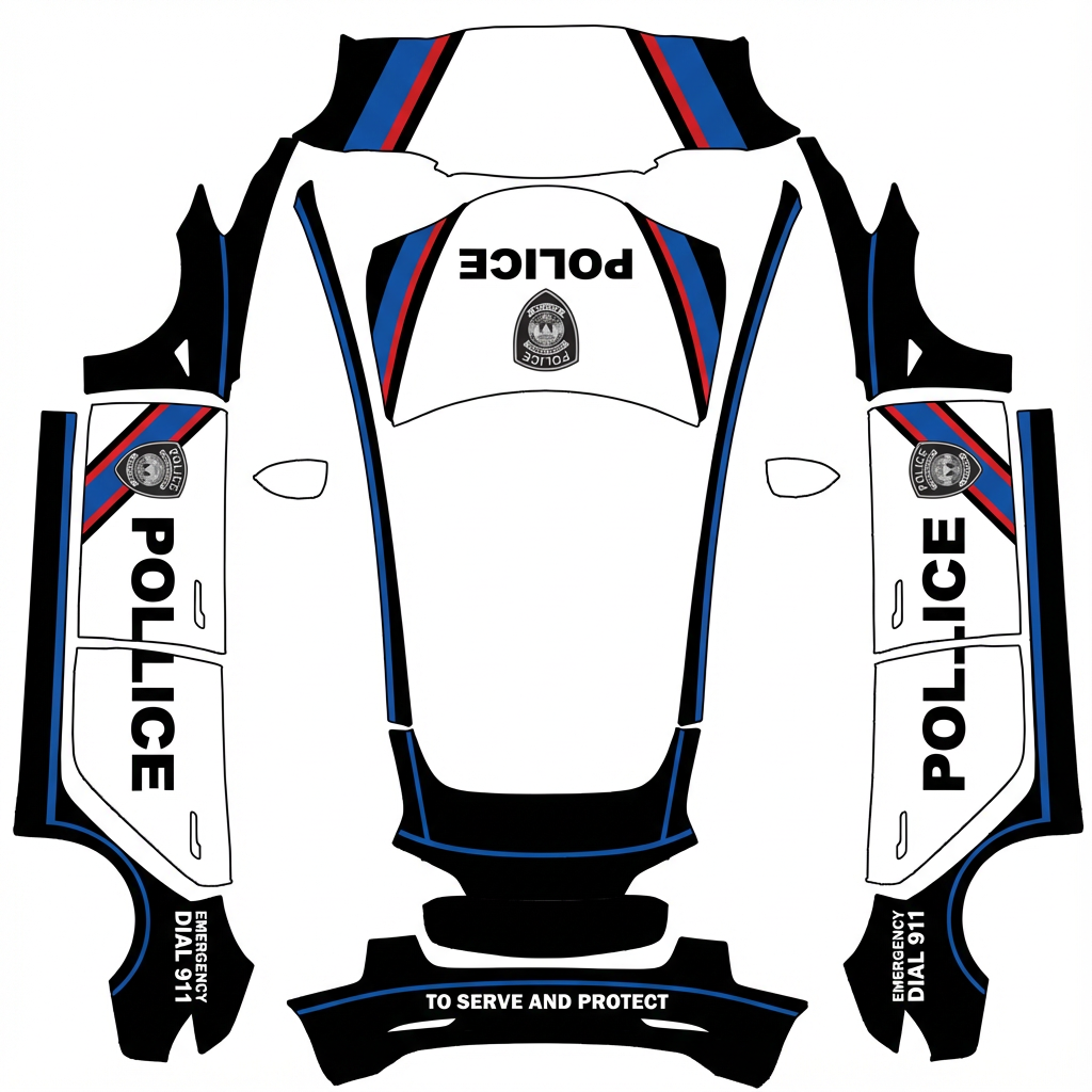 police - flat wrap PNG for Model 3 Paint Shop