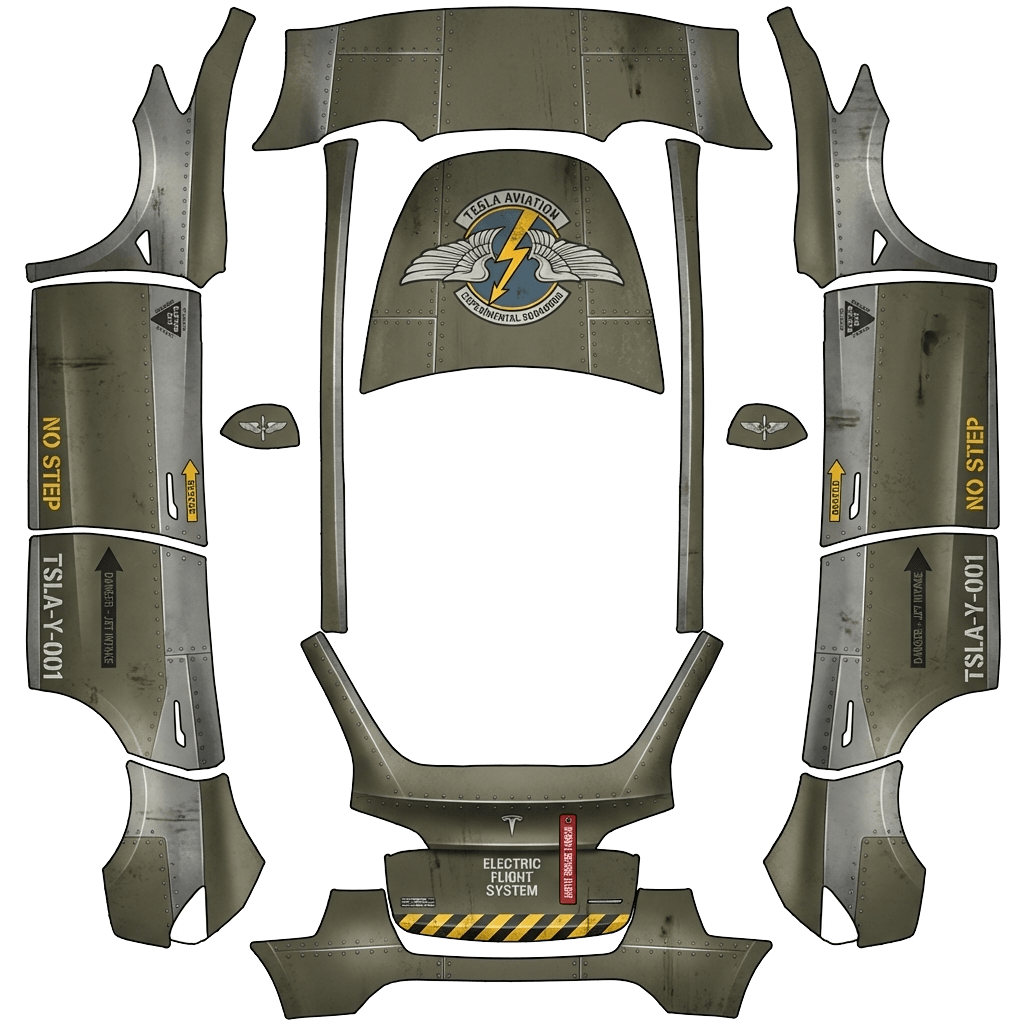 Model Y-folieringsdesign - flat wrap PNG for Model Y Paint Shop