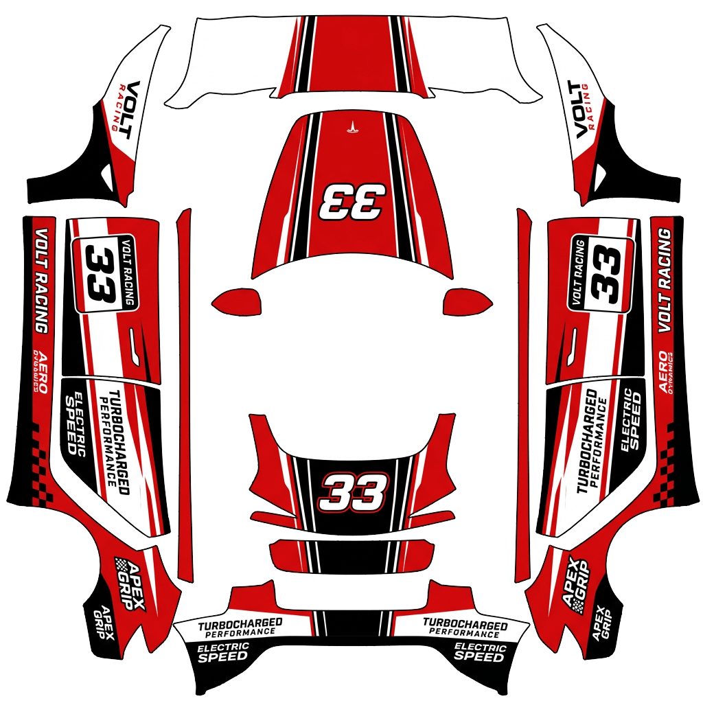 Model 3 Folierungsdesign - flat wrap PNG for Model 3 (2024+ Standard/Premium) Paint Shop