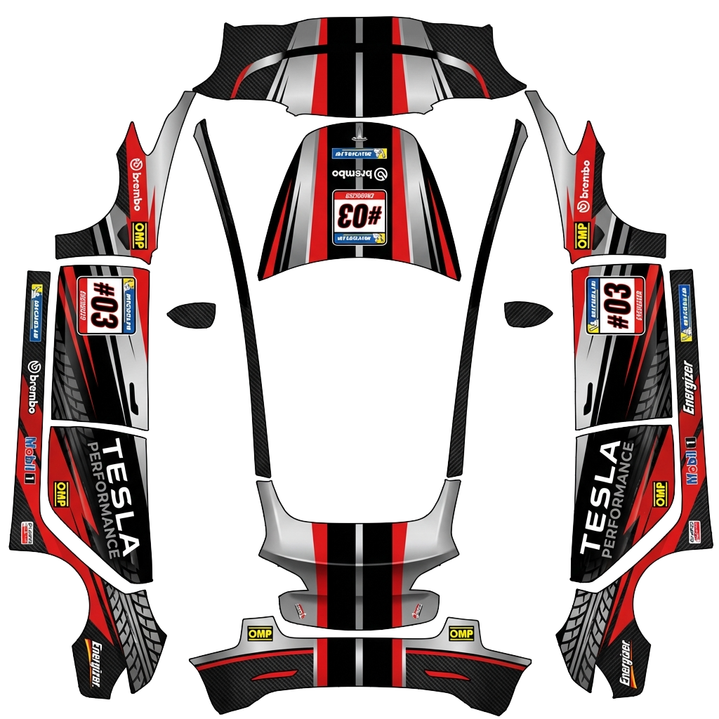Model 3 Wrap Design - flat wrap PNG for Model 3 Paint Shop