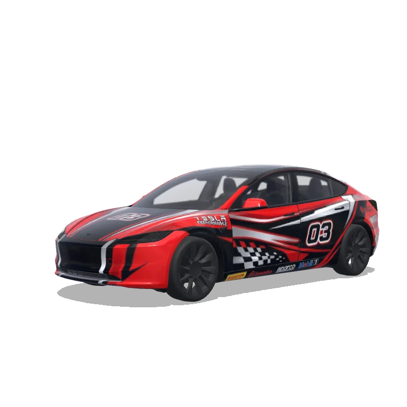 Racing Model 3 (2024+ Standard/Premium) wrap, 3D Paint Shop preview