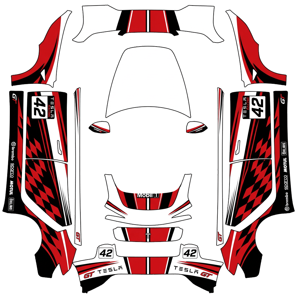 Model 3 Wrap Design - flat wrap PNG for Model 3 (2024+ Performance) Paint Shop