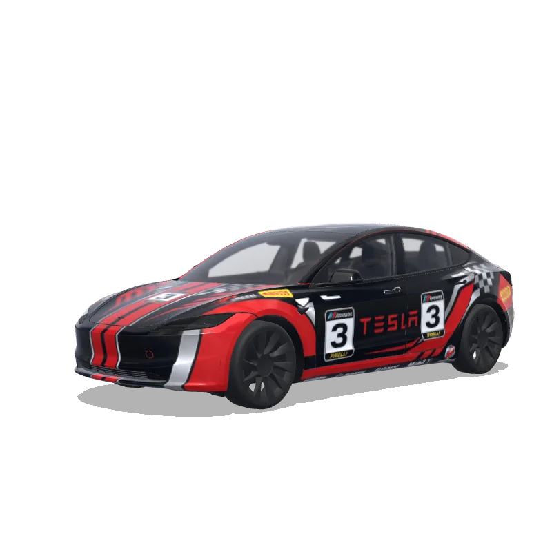Racing Model 3 (2024+ Standard/Premium) wrap, 3D Paint Shop preview