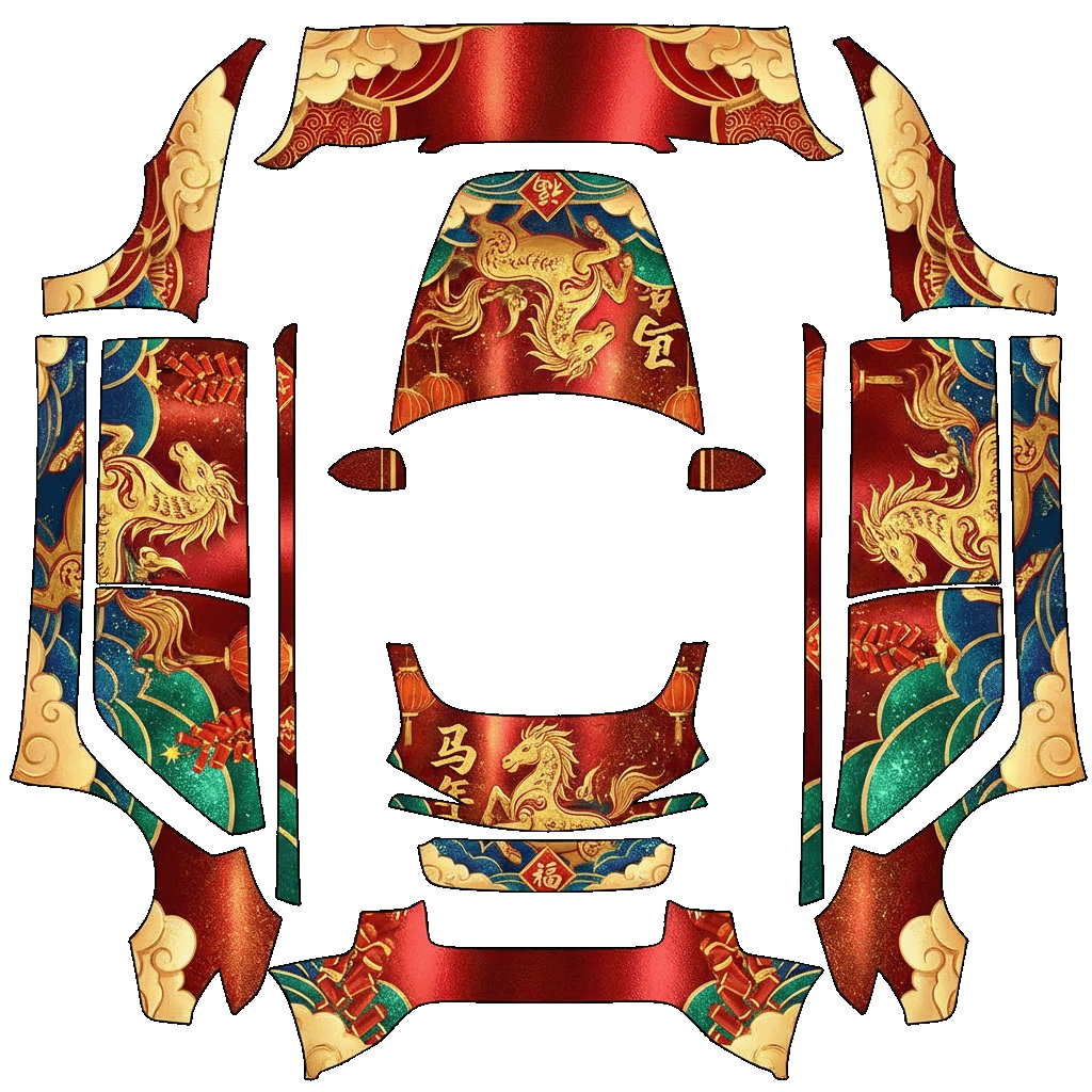 For Chinese New Year 2026 - flat wrap PNG for Model 3 (2024+ Standard/Premium) Paint Shop
