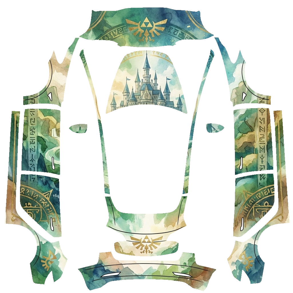 Link and the Princess stand side by side, in the style of The Legend of Zelda. - flat wrap PNG for Model 3 Paint Shop