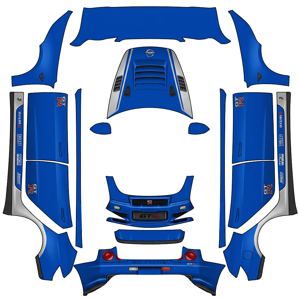 Model 3 Folierungsdesign - flat wrap PNG for Model 3 (2024+ Standard/Premium) Paint Shop