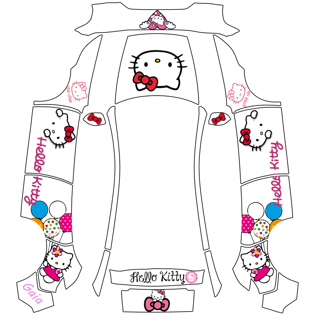 hello kitty主题 - flat wrap PNG for Model Y (2025+ Premium) Paint Shop