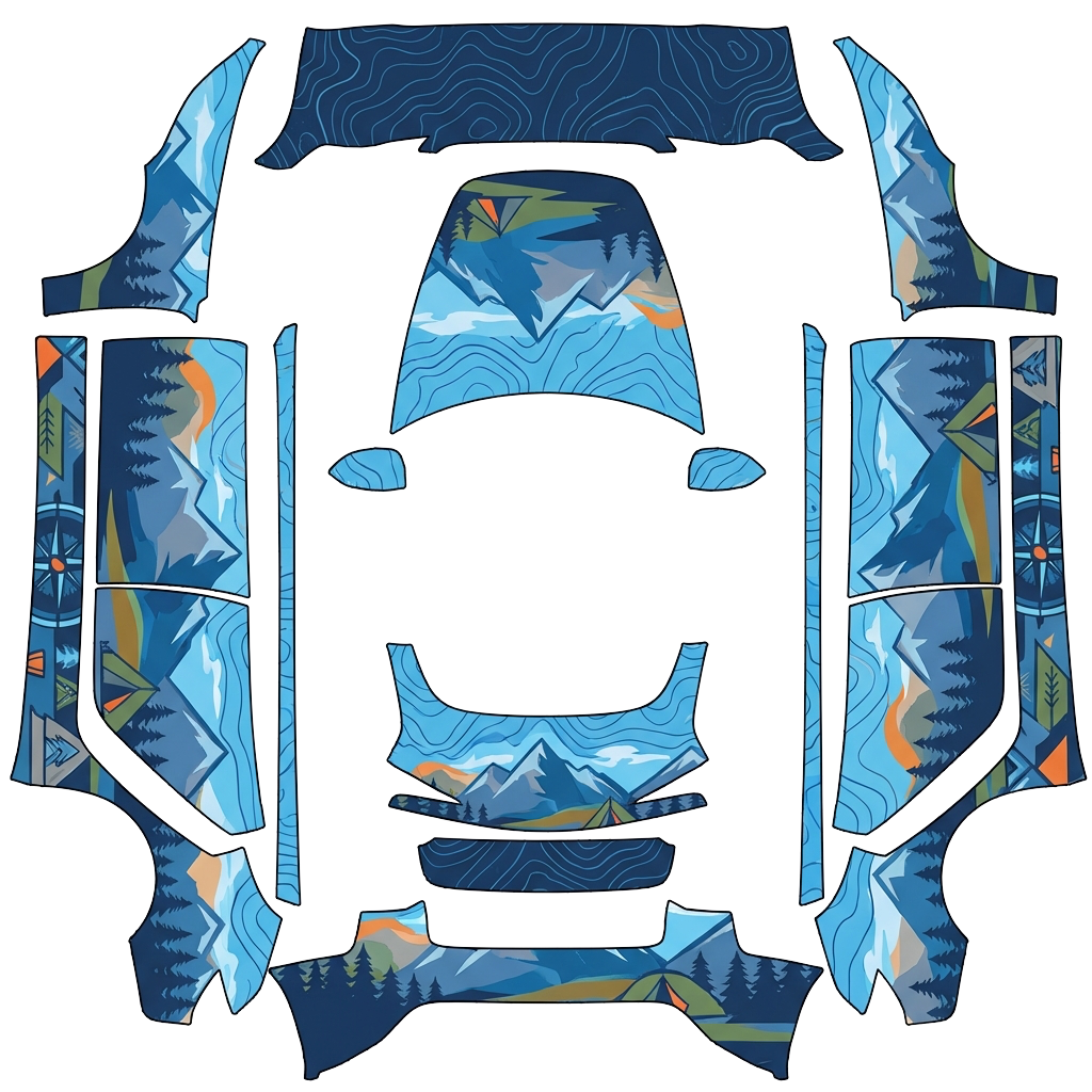 Model 3-folieringsdesign - flat wrap PNG for Model 3 (2024+ Standard/Premium) Paint Shop