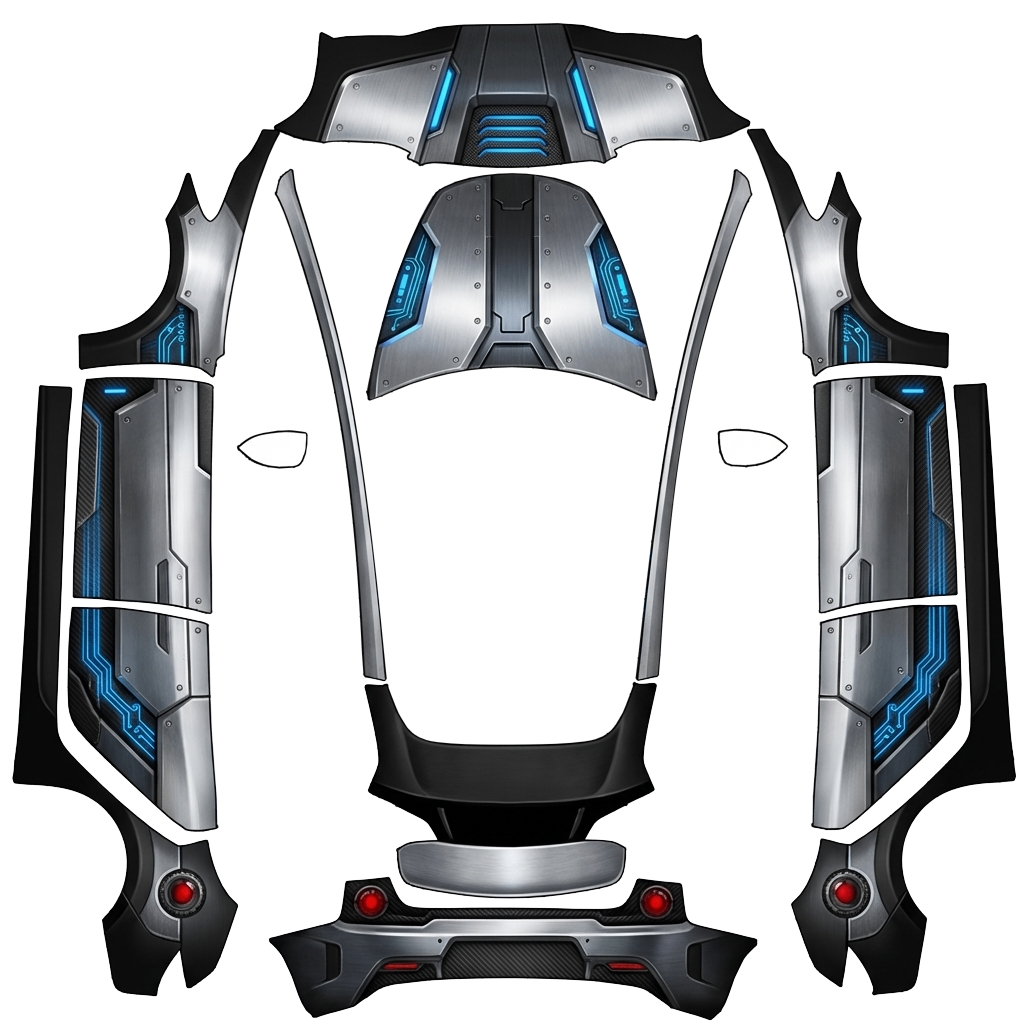 Model 3-folieringsdesign - flat wrap PNG for Model 3 Paint Shop