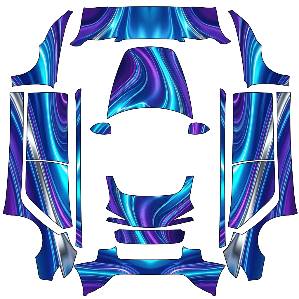 Model 3-folieringsdesign - flat wrap PNG for Model 3 (2024+ Standard/Premium) Paint Shop