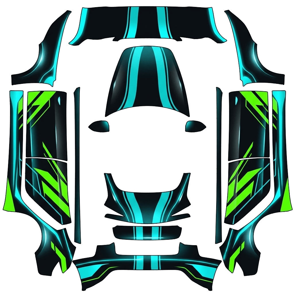 Model 3-folieringsdesign - flat wrap PNG for Model 3 (2024+ Standard/Premium) Paint Shop