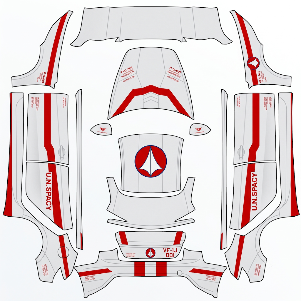 Macross VF-1J - flat wrap PNG for Model 3 (2024+ Standard/Premium) Paint Shop