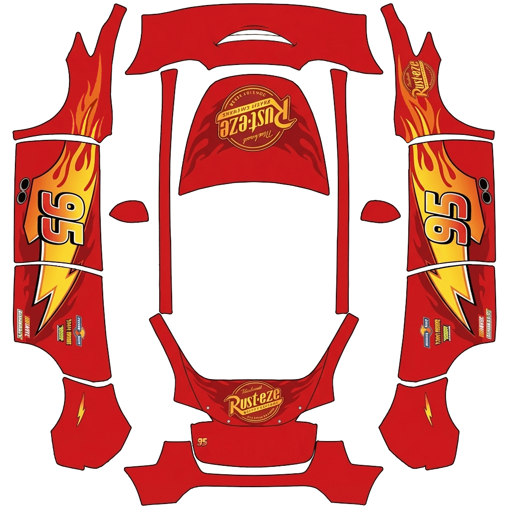 Molnia Mcqueen fixed smile - flat wrap PNG for Model Y Paint Shop