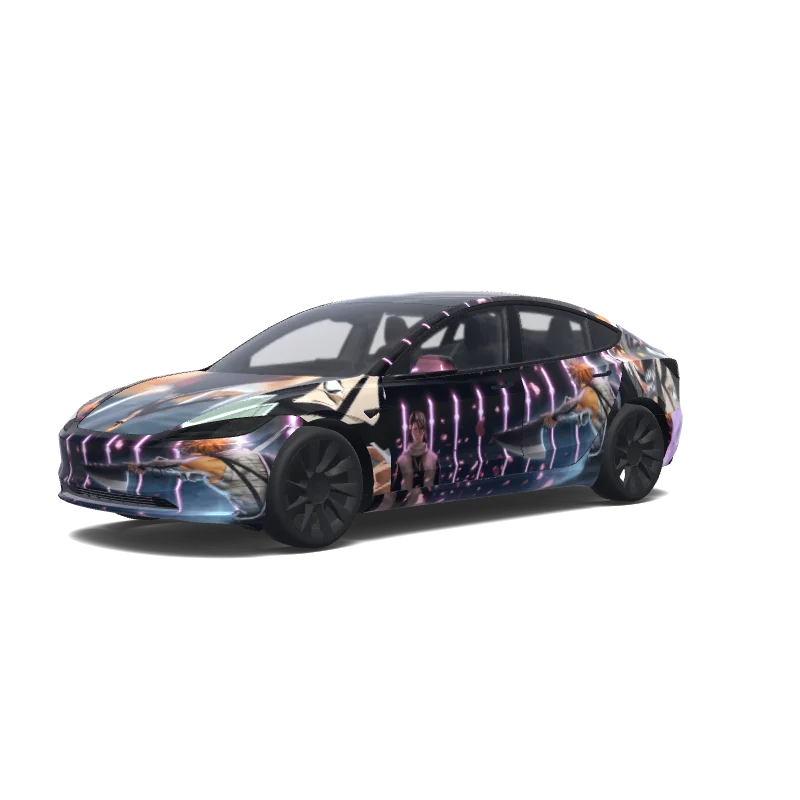 Ichigo Kurosaki and Byakuya Kuchiki fight in the Soul Society arc of Bleach. Ichigo masters his Bank - Tesla Model 3 (2024+ Standard/Premium) wrap