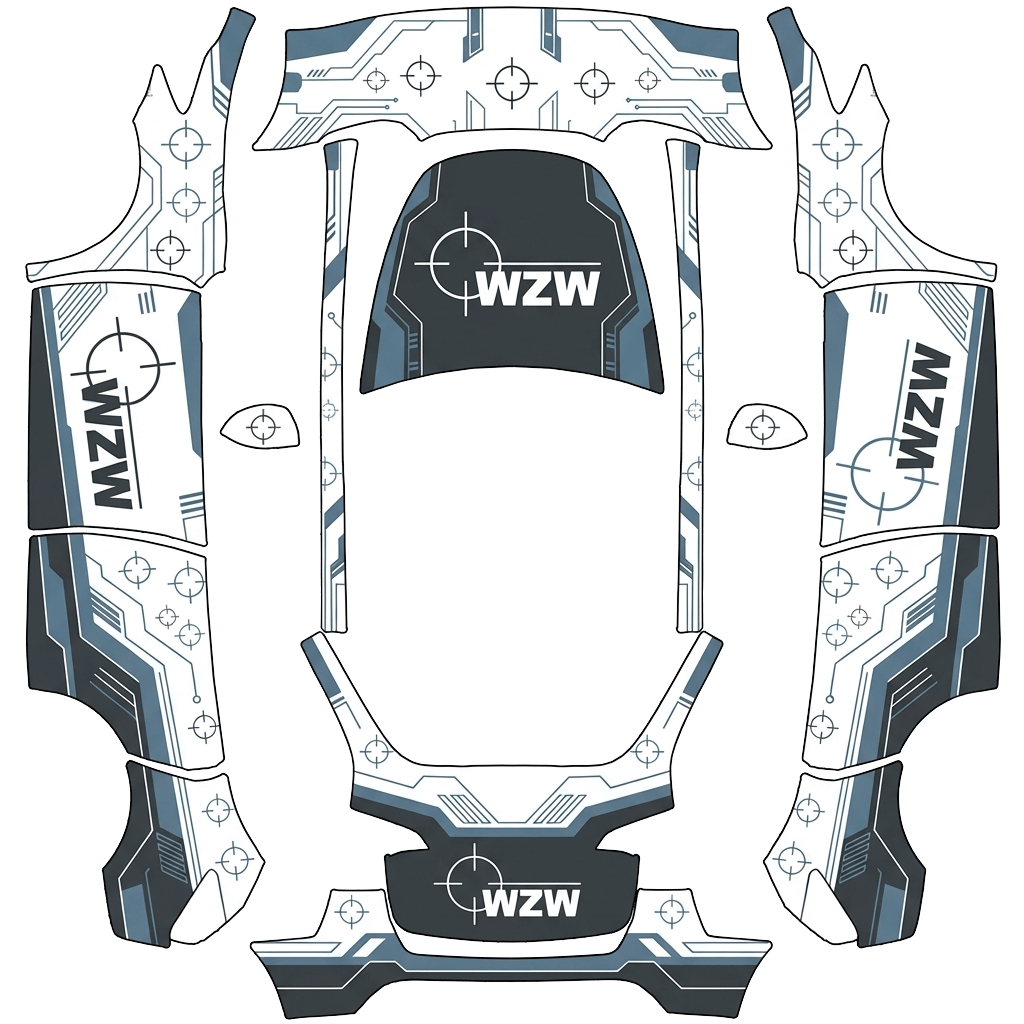 Model Y-folieringsdesign - flat wrap PNG for Model Y Paint Shop