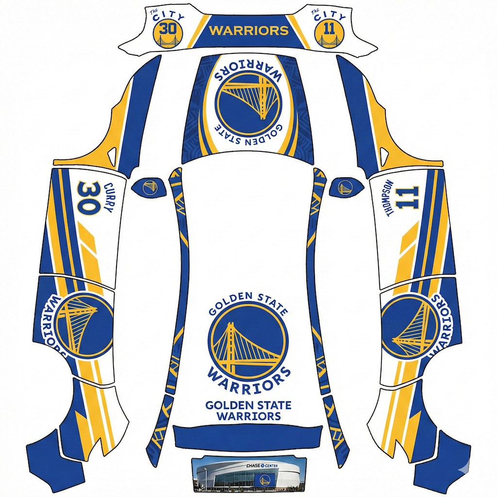 Golden State Warriors - flat wrap PNG for Model Y (2025+ Performance) Paint Shop