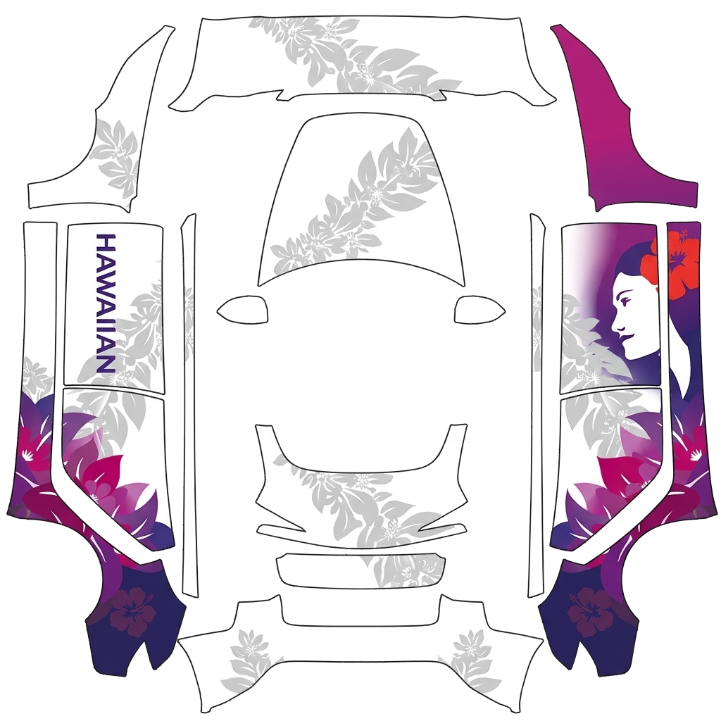 Model 3-folieringsdesign - flat wrap PNG for Model 3 (2024+ Standard/Premium) Paint Shop