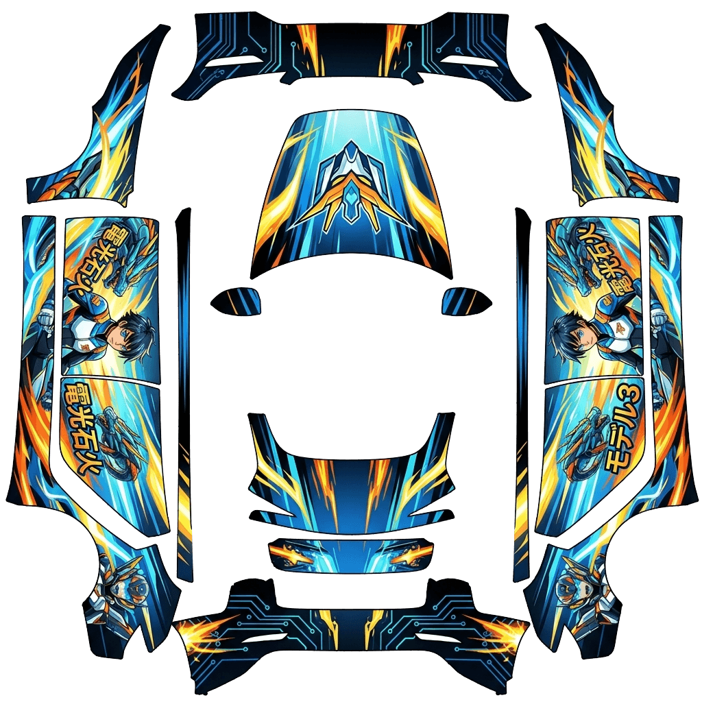 Model 3-folieringsdesign - flat wrap PNG for Model 3 (2024+ Performance) Paint Shop