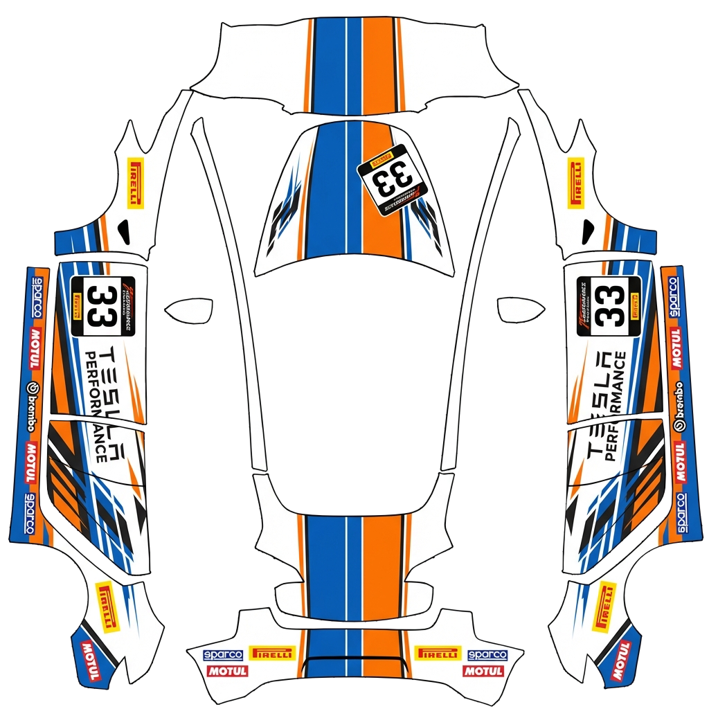 Model 3 Wrap Design - flat wrap PNG for Model 3 Paint Shop