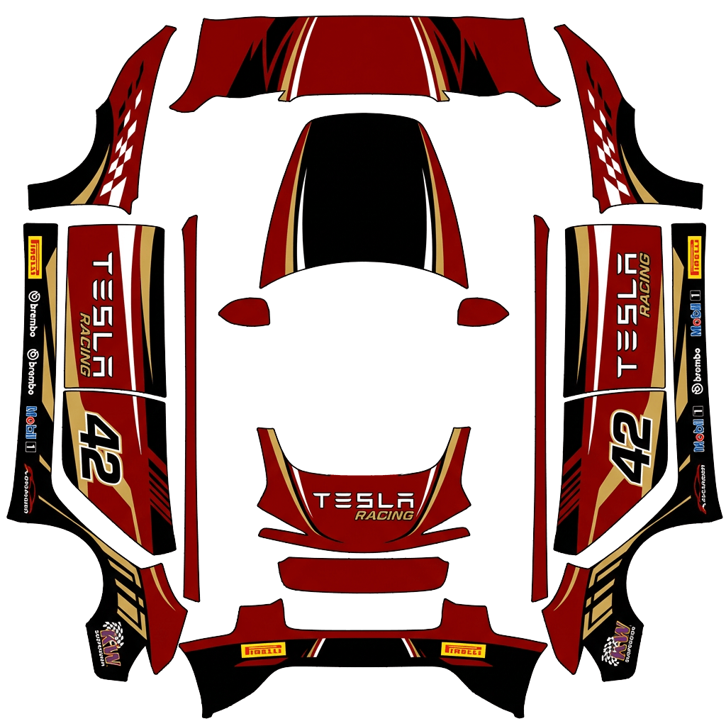 Diseño de vinilo para Model 3 - flat wrap PNG for Model 3 (2024+ Standard/Premium) Paint Shop