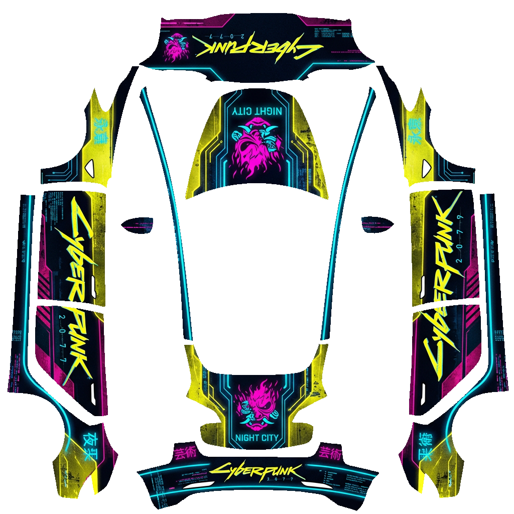 Cyberpunk 2077 Optik - flat wrap PNG for Model 3 Paint Shop