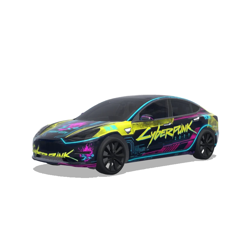 Cyberpunk 2077 Optik - Tesla Model 3 wrap