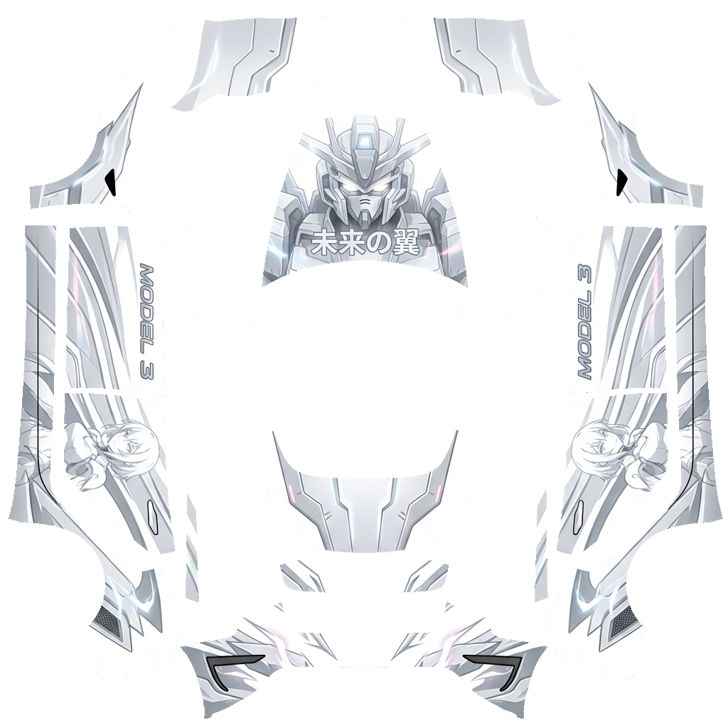 Design de covering pour Model 3 - flat wrap PNG for Model 3 (2024+ Standard/Premium) Paint Shop