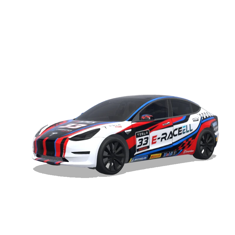 Racing Model 3 wrap, 3D Paint Shop preview