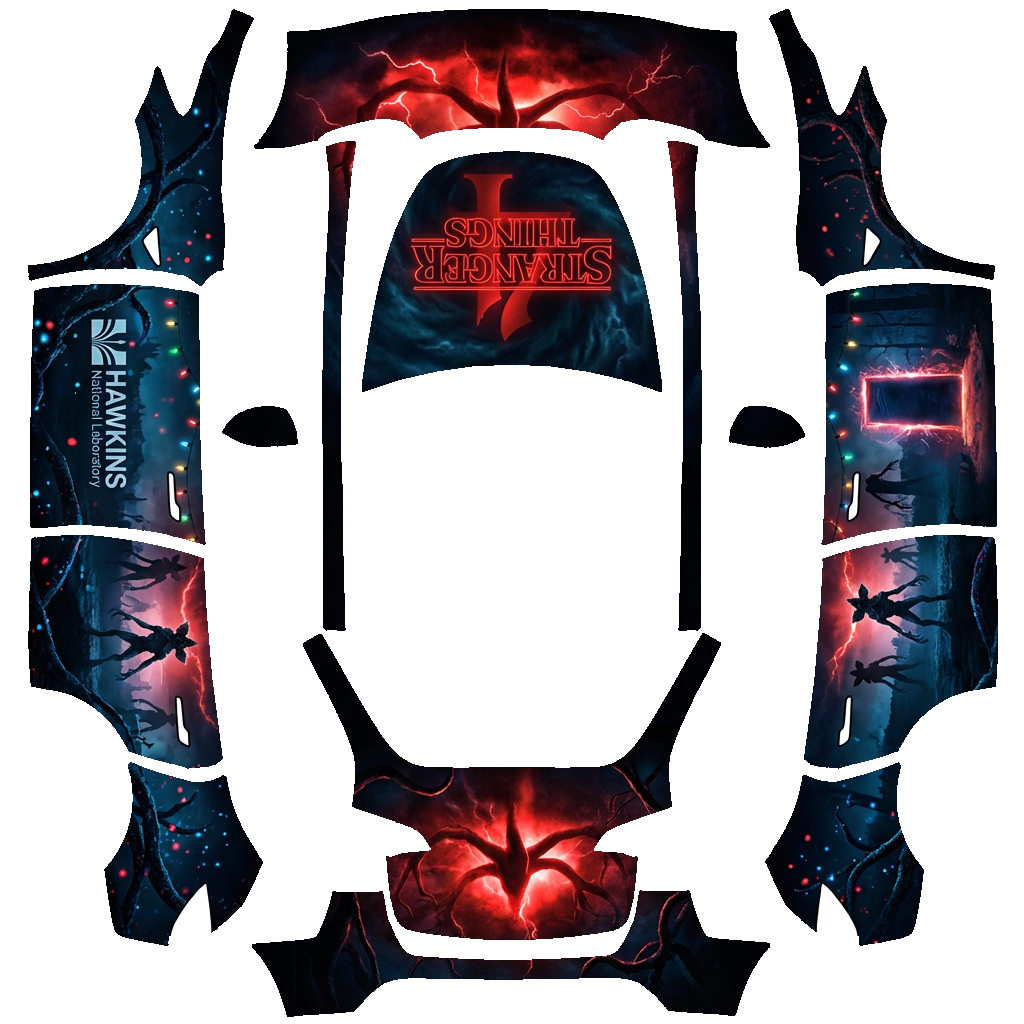 Stranger Things - flat wrap PNG for Model Y Paint Shop