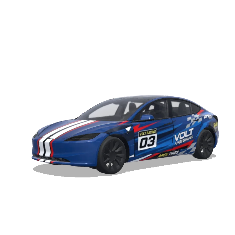 Racing Model 3 (2024+ Standard/Premium) wrap, 3D Paint Shop preview