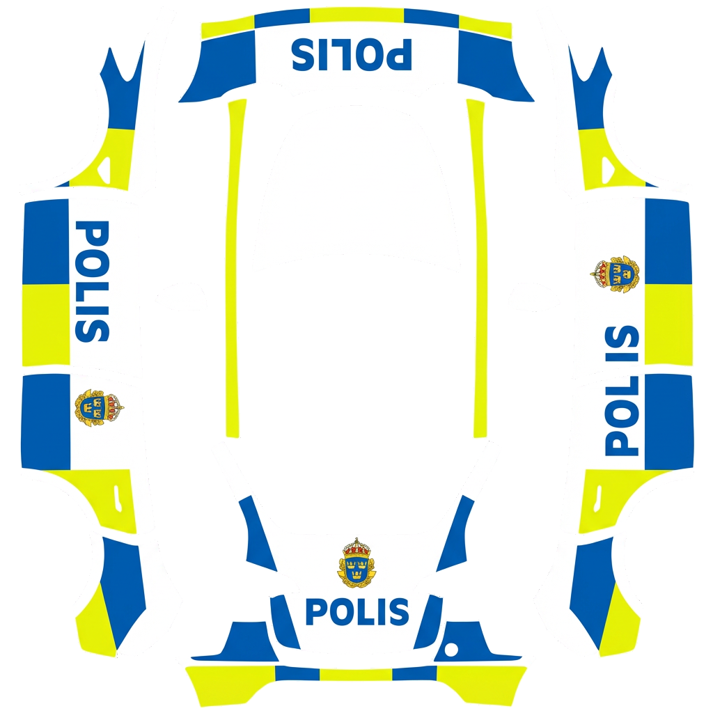 Swedish Police - flat wrap PNG for Model Y Paint Shop
