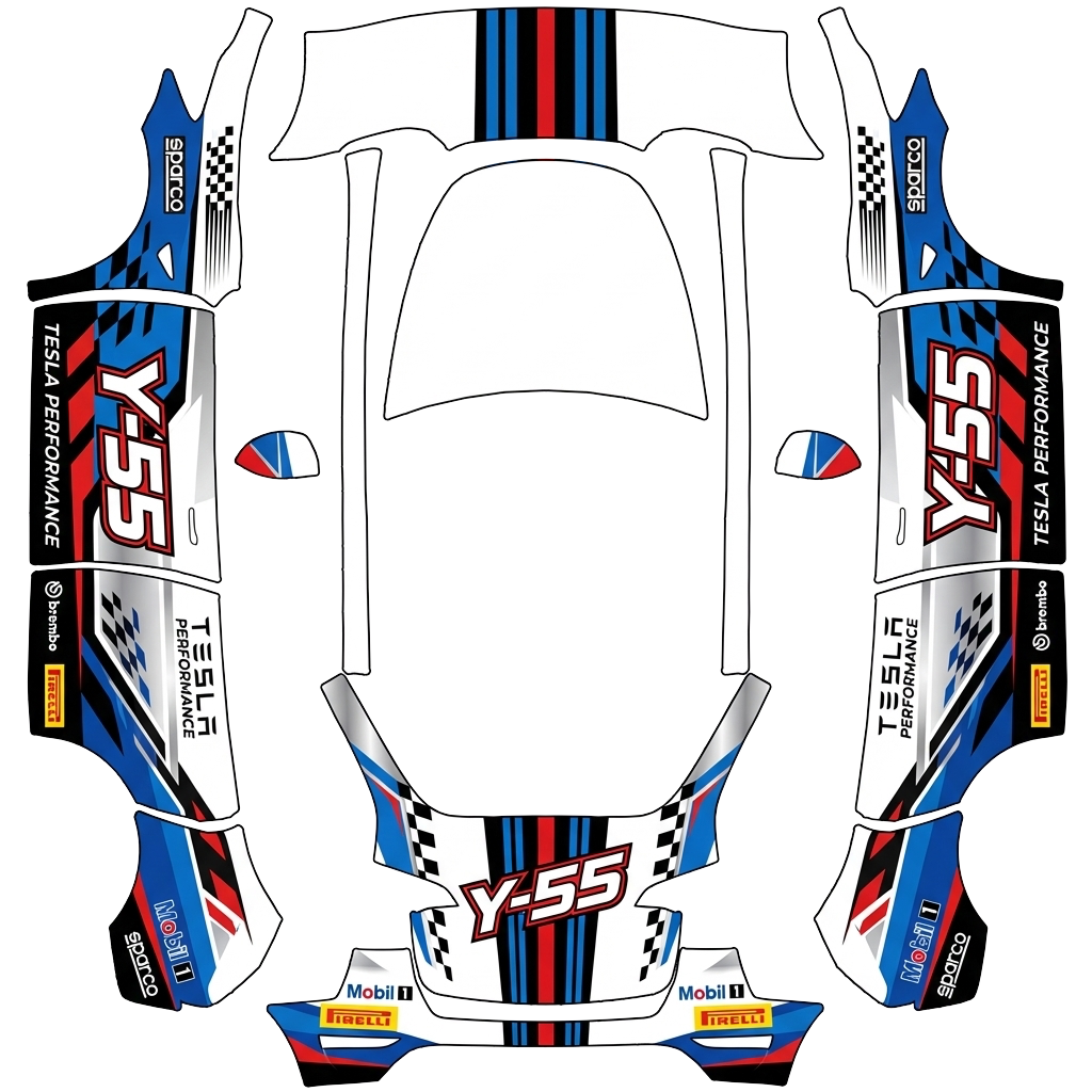 Model Y-folieringsdesign - flat wrap PNG for Model Y Paint Shop