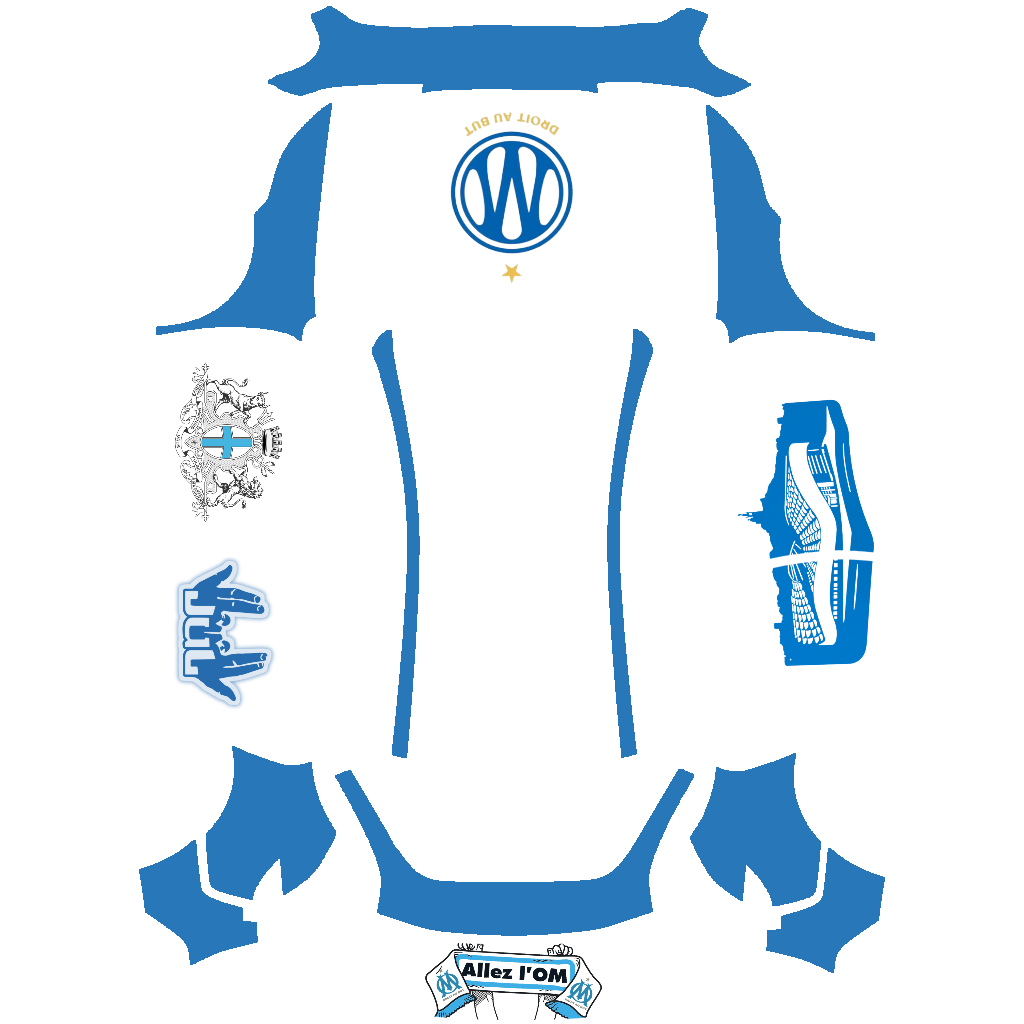 Olympique Marseille OM Jul Vélodrome - flat wrap PNG for Model Y (2025+ Standard) Paint Shop