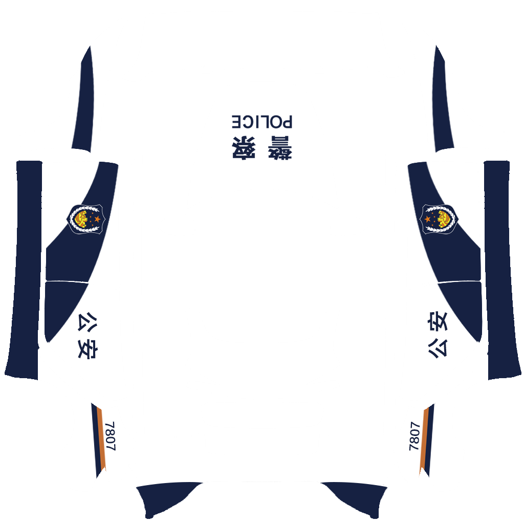 中国警车 - flat wrap PNG for Model 3 (2024+ Standard/Premium) Paint Shop